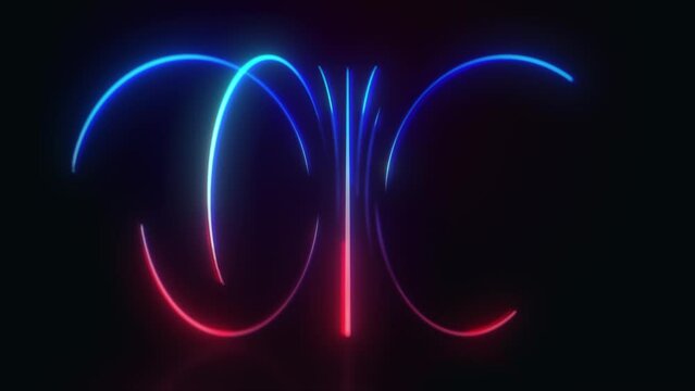 Abstract Neon Light Streaks Animation Loop/ 4k animation of an abstract background with shining neon light strokes following circular ring motion path