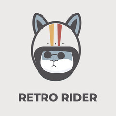 Rider logo with a rabbit icon wearing an old school helmet
