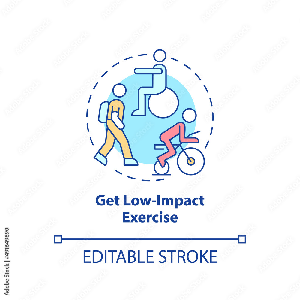 Poster get low-impact exercise concept icon. improving joint health naturally tip abstract idea thin line i