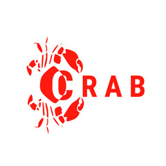 Unique crab logo overlapping with letters