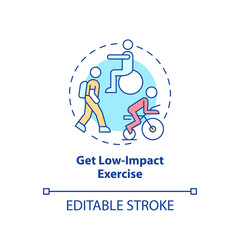 Get low-impact exercise concept icon. Improving joint health naturally tip abstract idea thin line illustration. Fitness. Isolated outline drawing. Editable stroke. Arial, Myriad Pro-Bold fonts used