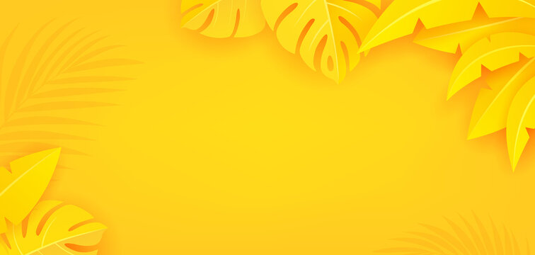 Summer, paper cut leaf shape yellow background. EPS 10 Vector illustration  Stock Vector | Adobe Stock