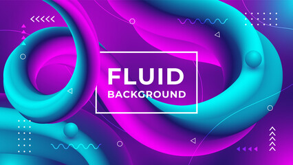 Fototapeta premium Dynamic blue and pink color background design template. 3D liquid wave modern Colorful style background design. Modern abstract vector background. 