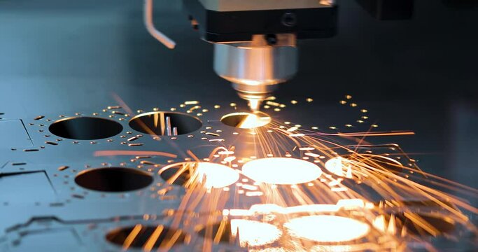 Plasma cutting by cnc. Automated metalworking machine.