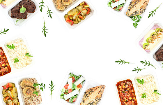 Diet box set.  A healthy food and diet concept. Dietary catering. Fitness meal. Take away. 