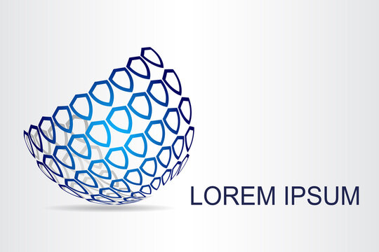 Abstract global security logo stylized spherical surface with shield shapes. This logo is suitable for global security company.