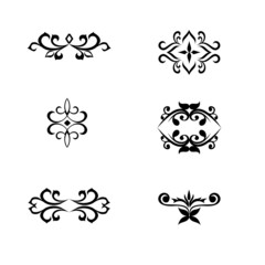 Black white vector ornament set for different design ideas, frames, borders