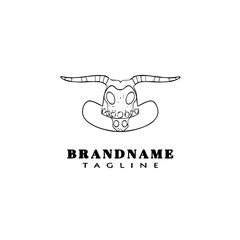 bull head skull logo cartoon icon template black isolated vector illustration