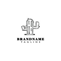 cactus logo cartoon design template icon black isolated vector