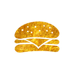 Hand drawn gold foil texture icon Burger