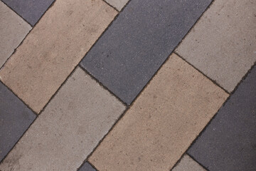 Top view of paving slabs. Pattern, background, old pavement in Moscow Russia