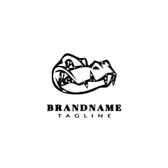 crocodile logo cartoon icon design cute black isolated vector illustration