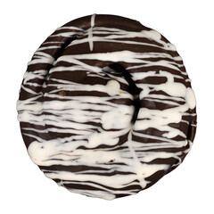 bun covered with chocolate, dark and white, on a white background