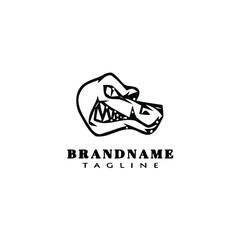 crocodile logo cartoon icon design template black isolated vector cute