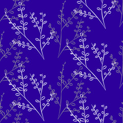 Vector seamless half-drop pattern, with leaves 