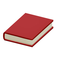 red closed book isolated cartoon graphic template 3d isometric render 