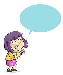 illustration of girl talking effusively with bubble