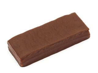 Chocolate cake bar isolated on white background