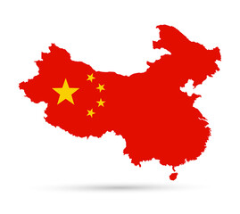 China Flag Map isolated
