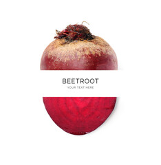 Creative layout made of beetroot on the white background. Flat lay. Food concept.
