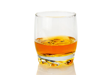 Glass of whiskey , or scocth whisky or bourbon or brown rum, isolated on white, clipping path