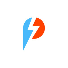 letter P monogram logo with lightning shape, modern and simple stylish logo