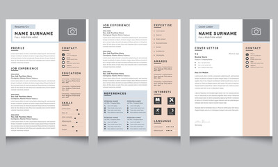 Creative Resume, Modern Resume, and Cover Letter Layout with Pink Accents