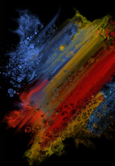 Modern colorful flow background on black. Wave Liquid shape in color banner.