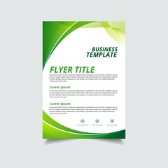 Fototapeta premium Modern corporate business flyer design template. Green Wave Business flyer design background.