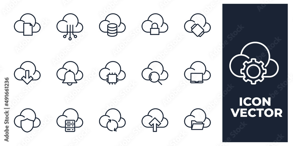 Poster set of cloud computing elements symbol template for graphic and web design collection logo vector il