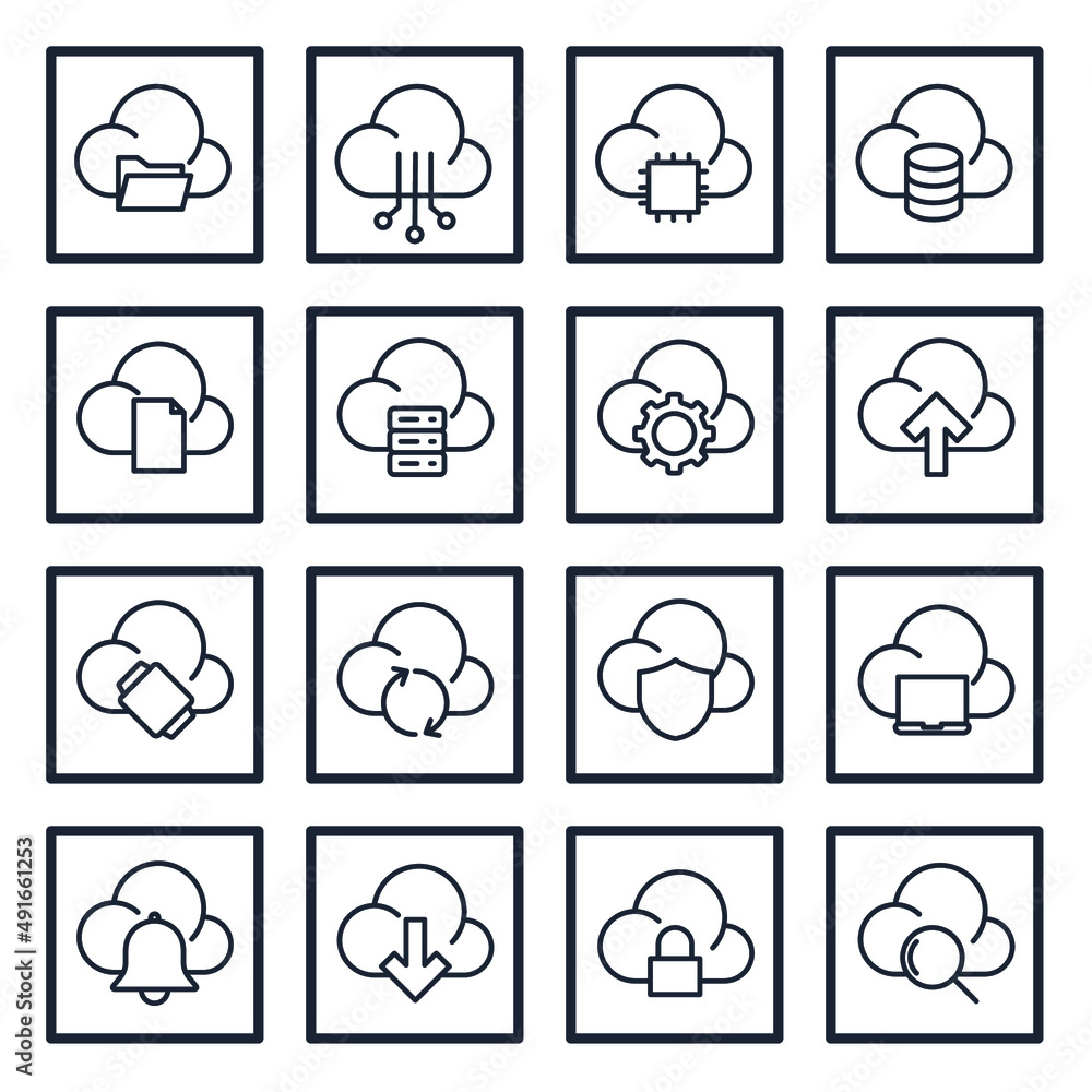 Poster set of cloud computing elements symbol template for graphic and web design collection logo vector il