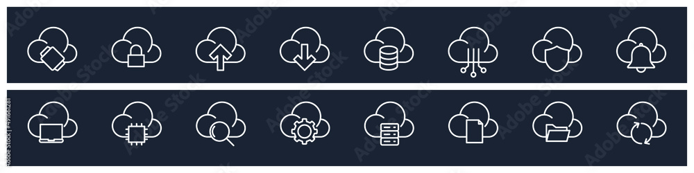 Poster set of cloud computing elements symbol template for graphic and web design collection logo vector il