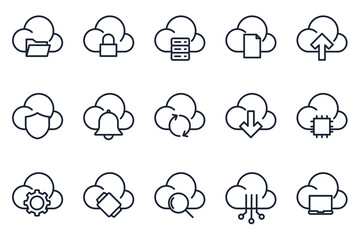 set of Cloud computing elements symbol template for graphic and web design collection logo vector illustration