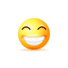 Smiling emoji isolated on white background.