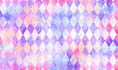 水彩風の不揃いなダイヤモンド柄04（ピンク・紫）