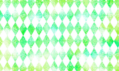 水彩風の不揃いなダイヤモンド柄01（緑色・グリーン・黄緑） - obrazy, fototapety, plakaty