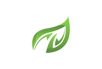 Green leaf ecology element vector icon logo