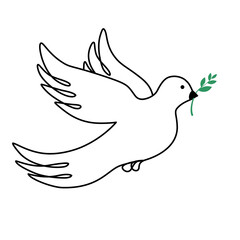 Vector flat illustraton, Dove of peace icon. Flying bird. Peace concept.