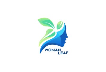 woman leaf logo design vector illustration