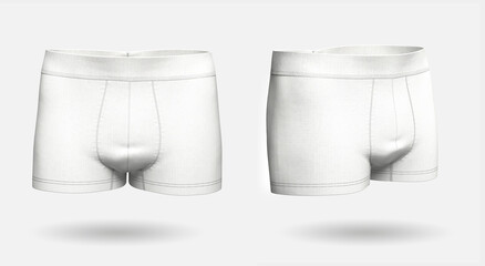  White mens boxers mockup 3D rendering.