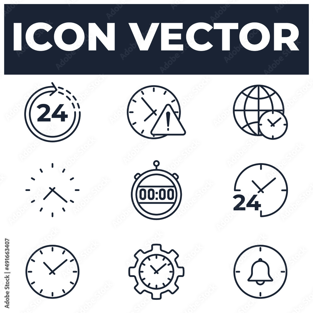 Aufkleber set of time and clock elements symbol template for graphic and web design collection logo vector ill