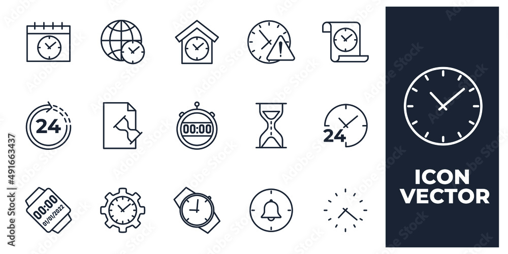 Aufkleber set of time and clock elements symbol template for graphic and web design collection logo vector ill