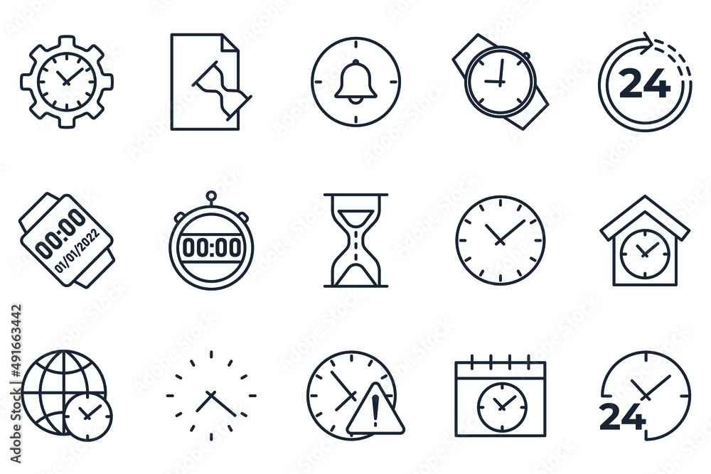 Poster set of time and clock elements symbol template for graphic and web design collection logo vector ill