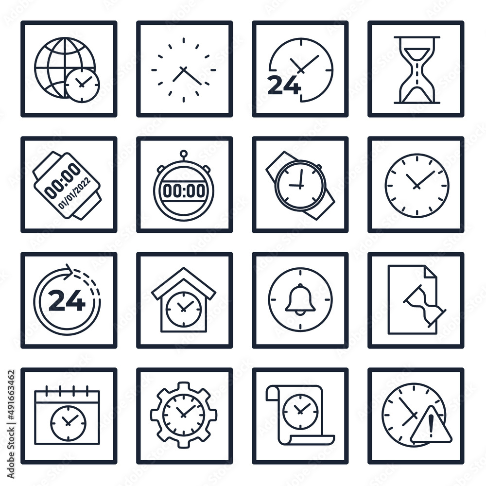 Poster set of time and clock elements symbol template for graphic and web design collection logo vector ill
