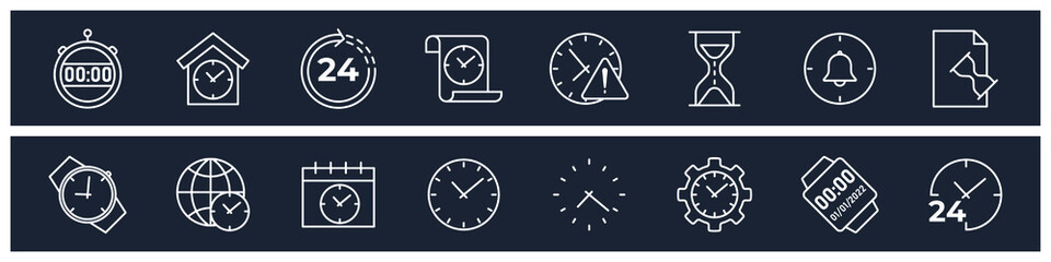 set of Time and Clock elements symbol template for graphic and web design collection logo vector illustration