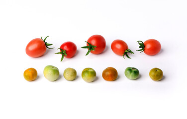 Group of cherry tomatoes isolated on white background