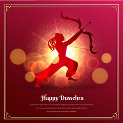 Happy dussehra festival design background with ornament and sparkling light and glitter glow effect. Elegant dussehra festival vector illustration.