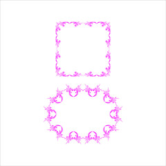 set of decorative floral circle and square frame vector