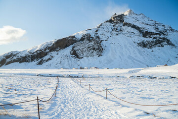 Snowy landscape in winter, Iceland. 