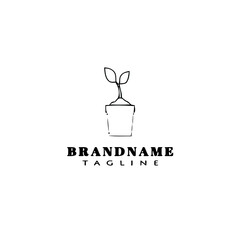 potted plant logo cartoon icon design template vector